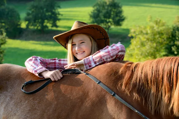 Šťastný cowgirl — Stock fotografie