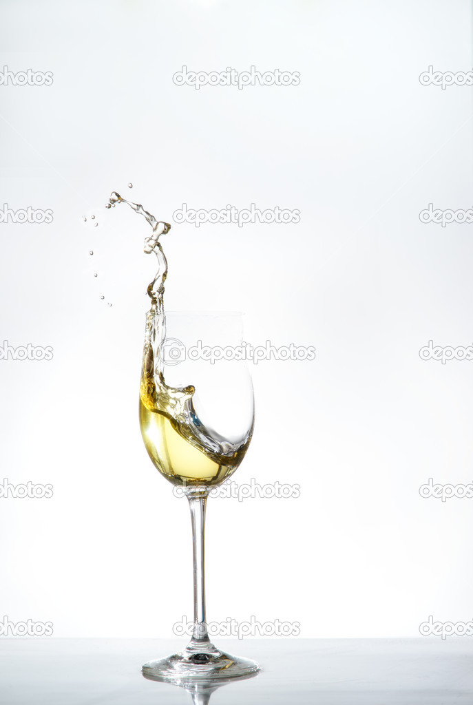 White wine splashing out