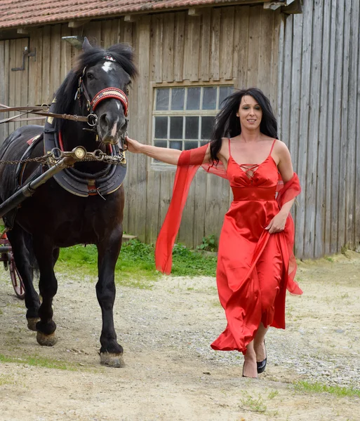 Lady in red — Stock Photo, Image