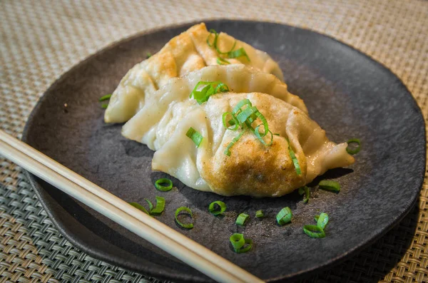 Magnifique Collation Gyoza Boulettes Avec Sauce Soja Mise Point Sélective — Photo