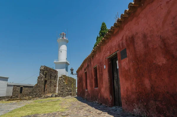 Uruguay Daki Colonia Del Sacramento Deniz Feneri Şehirdeki Önemli Bir — Stok fotoğraf