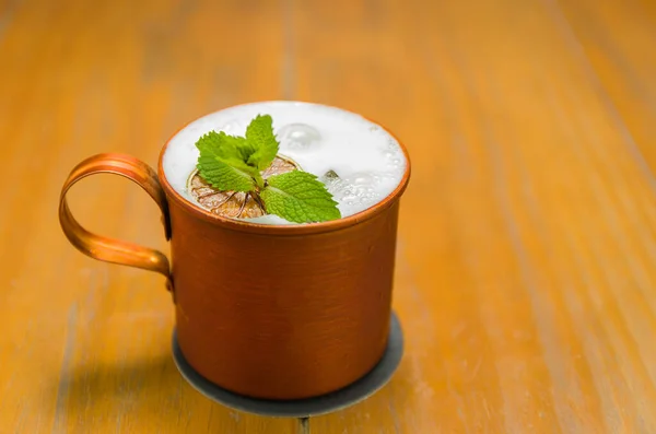 Delicious Moscow Mule Drink Copper Cup Close Stock Photo
