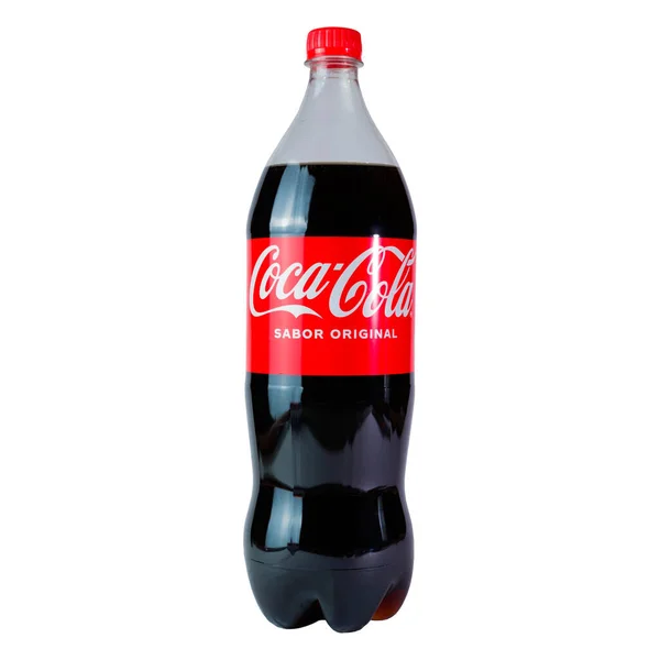 Porto Alegre Brasil 2022 Abril Garrafa Coca Cola Sobre Fundo Imagem De Stock