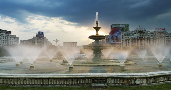 Unirii Square Fountains - Bucharest — Stock Photo, Image