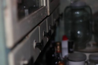 Small drawers of an old sideboard