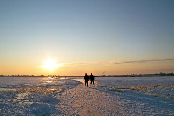 Buz pateni kırsal kesimde Hollanda'dan — Stok fotoğraf