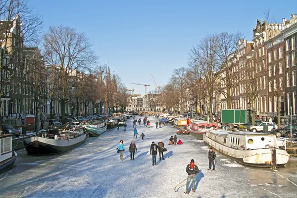 Zima v Amsterdamu v Nizozemsku — Stock fotografie