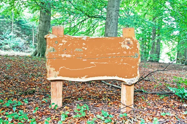 Vieux panneau en bois vide dans les bois — Photo