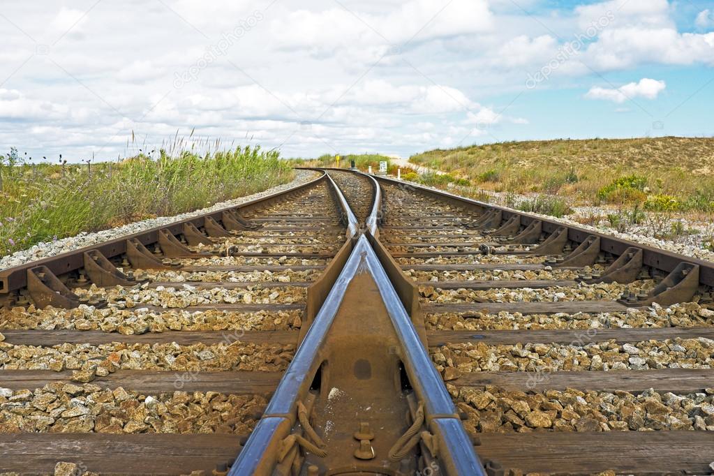 Railroad track in the countryside from Portugal