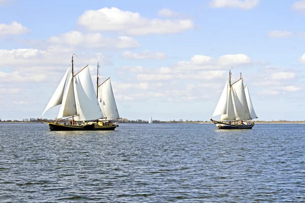 Tradiční plachetní lodě na jezero ijsselmeer v Nizozemsku — Stock fotografie