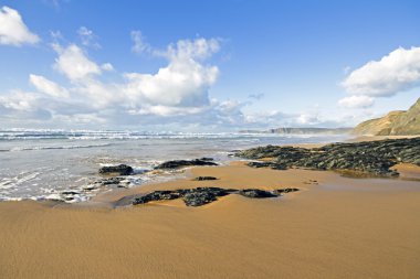 vale figueiras Portekiz'de okyanus ve kaya