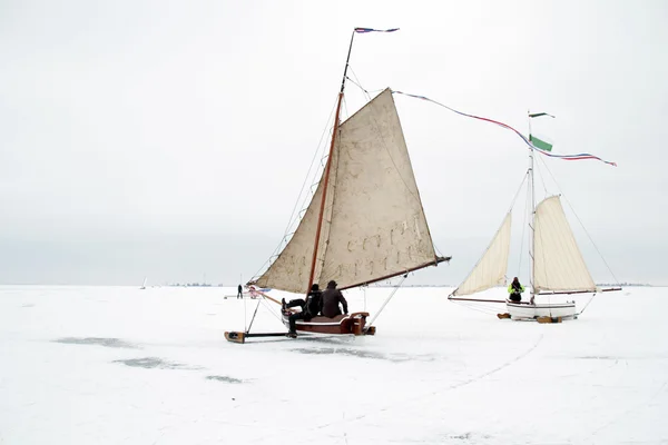 Ice sailing on the Gouwzee in the Netherlands — Stock Photo, Image