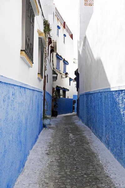Colorful street of the Kasbah of the Udayas in Rabat, Morocco — Stock Photo, Image