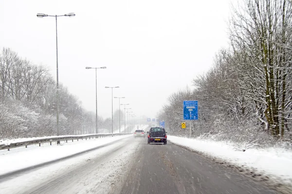 Driving in a snowstorm in Amsterdam the Netherlands — Stock Photo, Image