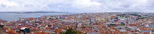 Panorama from Lisbon houses and harbor in Portugal — Stock Photo, Image