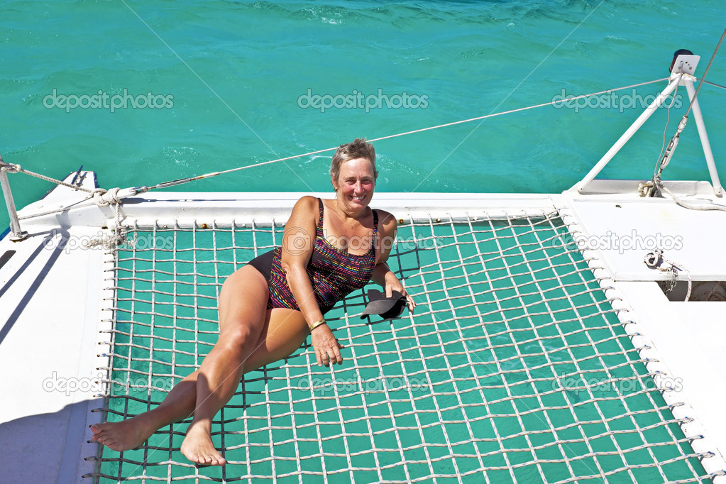 Happy Mature Woman on boat