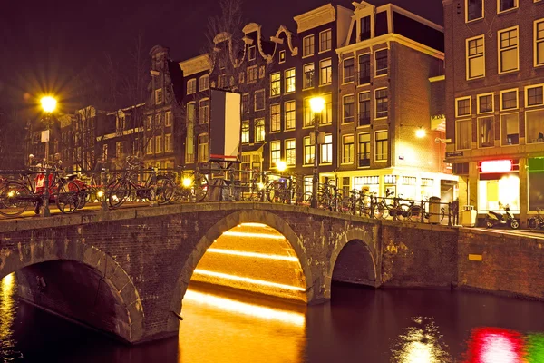 Amsterdam v noci — Stock fotografie
