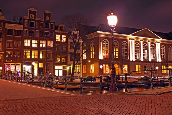 Amsterdam houses by night — Stock Photo, Image