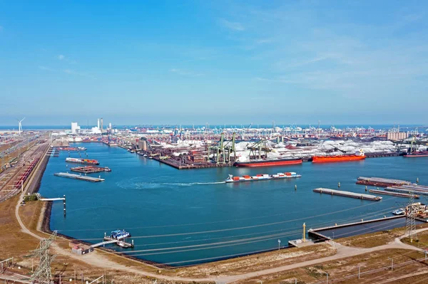 Luftaufnahmen Aus Der Industrie Hafen Von Rotterdam Den Niederlanden — Stockfoto