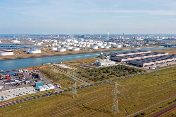 Aerial Indústria Porto Roterdão Nos Países Baixos — Fotografia de Stock