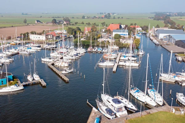 Hollanda Friesland Daki Küçük Bir Limandan Havadan — Stok fotoğraf
