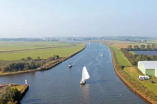 Aerial Sailing Countryside Friesland Netherlands — Stock Photo, Image