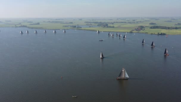 Aviação Aérea Skutsjessilen Lago Fluessen Frísia Países Baixos — Vídeo de Stock