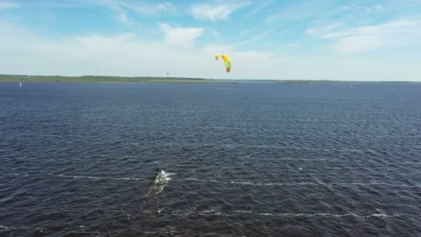 Aerial Kite Surf Lauwersmeer Frísia Países Baixos — Vídeo de Stock