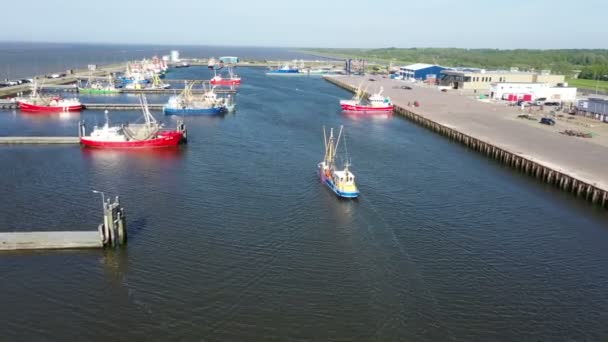 Повітря Від Рибальських Човнів Гавані Лауверсуг Фрисландія Нідерланди — стокове відео