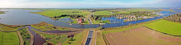 Panorama Aéreo Desde Acuaducto Galamadammen Frisia Países Bajos — Foto de Stock