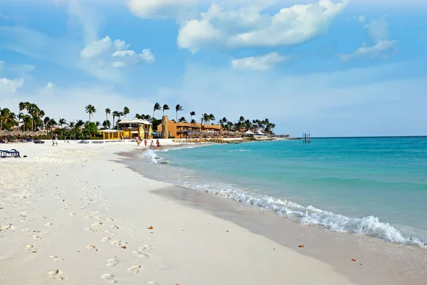 Palmenstrand Auf Der Insel Araba Der Karibik — Stockfoto