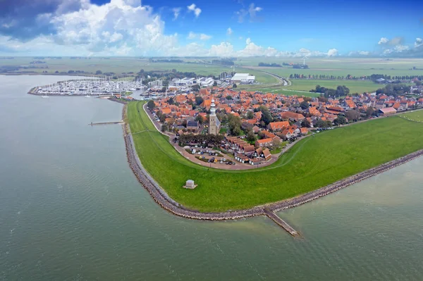 Lotnictwo Historycznego Miasta Hindeloopen Friesland Holandii — Zdjęcie stockowe