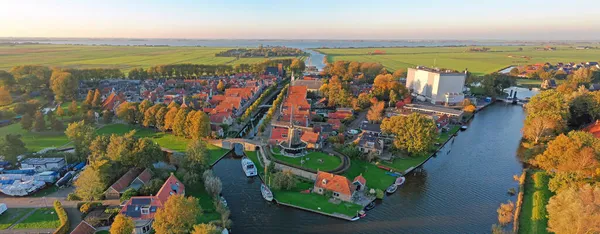 Aerial Panorama Historical City Sloten Friesland Netherlands Fall — Stock Photo, Image