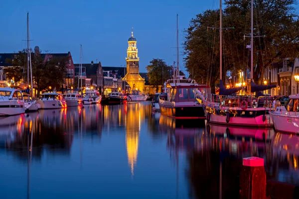 Vista Sobre Lemmer Frisia Los Países Bajos Atardecer —  Fotos de Stock