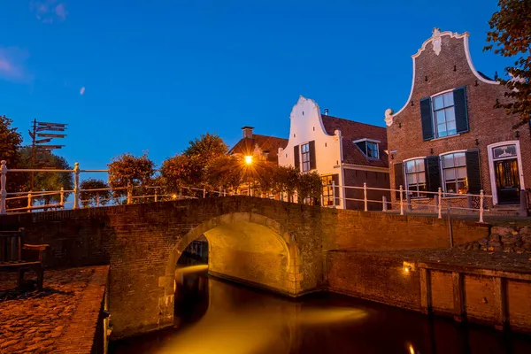 Casas Históricas Sloten Netherlands Pôr Sol — Fotografia de Stock