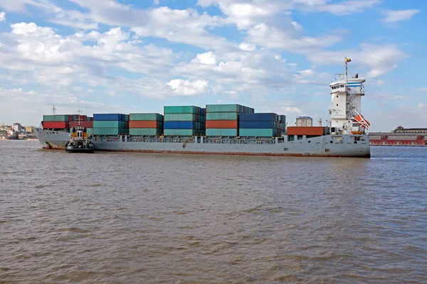 Containership Yangon River Yangon Myanmar — Stock Photo, Image