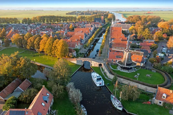 Flygplan Från Den Historiska Byn Sloten Friesland Nederländerna Höst — Stockfoto