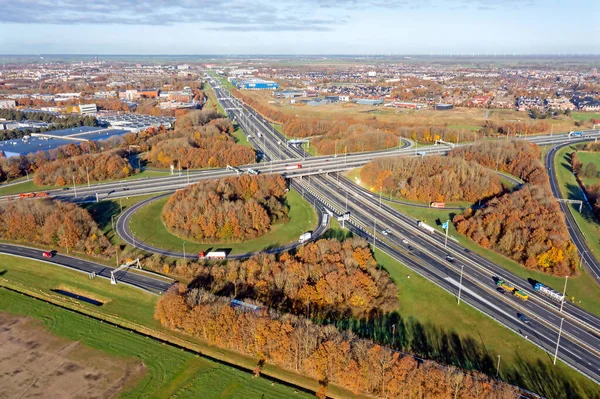 Aérien Jonction Hoevelaken Avec Les A28 Près Utrecht Aux Pays — Photo