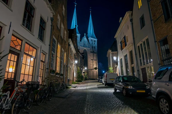 City Scenic Deventer Nicholas Church Night Netherlands — Stock Photo, Image