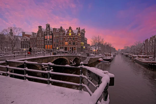 Zima Amsterdamu Nizozemsku — Stock fotografie