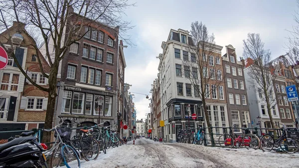 Hollanda Kışın Karlı Amsterdam — Stok fotoğraf