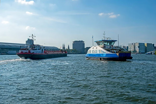 Hamnen Från Amsterdam Med Centralstationen Nederländerna — Stockfoto