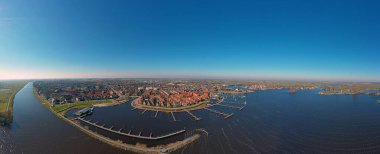 Hollanda, Friesland 'daki Grouw şehrinden panoramik hava.