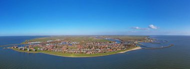 Hollanda, Friesland 'daki Stavoren şehrinden hava manzarası.