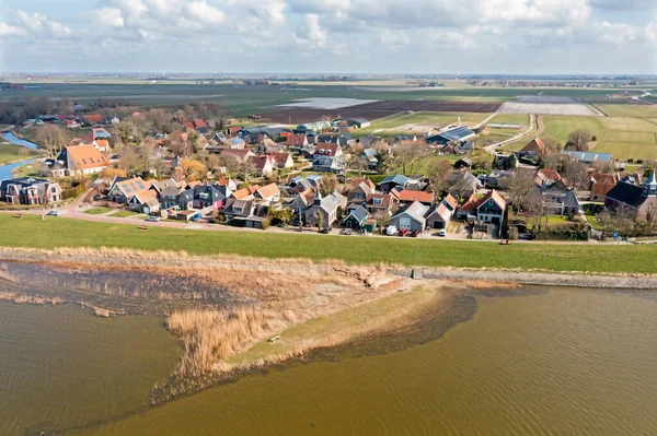 Aerial Little Village Gaast Ijsselmeer Netherlands — Stok fotoğraf