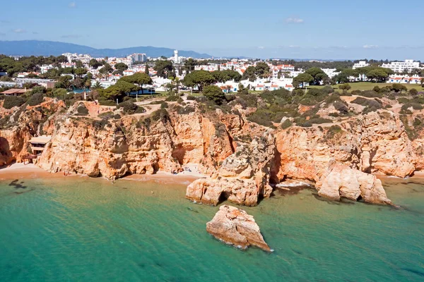 Aerial Praia Tres Irmaos Alvor Algarve Portugalii — Zdjęcie stockowe