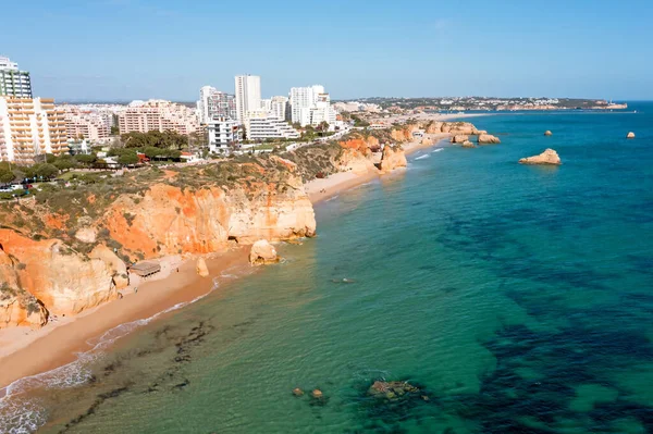 Aerial Praia Rocha Portimao Algarve Portugal — Zdjęcie stockowe