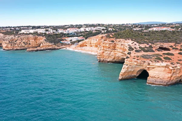 Aerial Rocky South Coast Benagil Algarve Portugal — стоковое фото