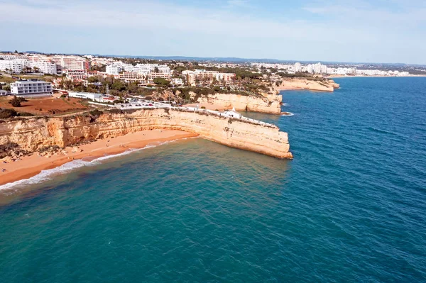 Aerial Algarve Coastline Church Senhora Nossa Armacao Pera Portugal — Stock Photo, Image