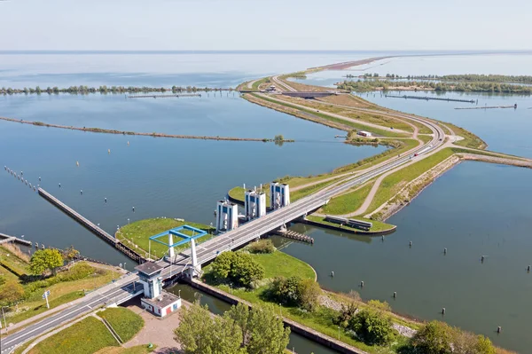 Aerial Sluices Krabbersgat Enkhuizen Ijsselmeer Netherlands — Stock Photo, Image